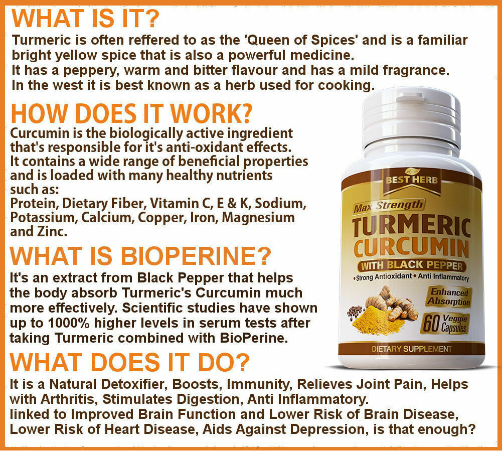 TURMERIC 95 CURCUMIN EXTRACT BLACK PEPPER (BioPerine) CAPSULES Prowellplus UK Online Store